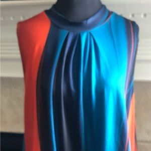 Lily By Fermiana Blouse WomenTop Notched High Neck NWT  Multicolor Size XL = A